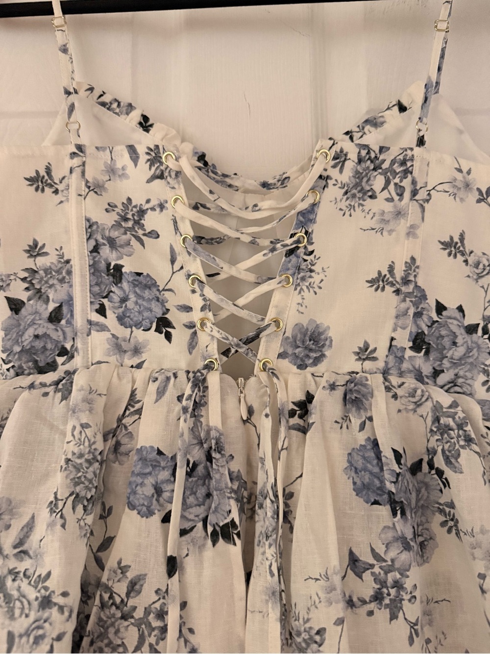 House of Harlow 1960 - Floral Tiered Corset Sundress - White/Blue - Size S - Picture 4 of 5